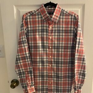 Express Men’s Button-Down, Size S, Slim, Pink/Navy/White Plaid